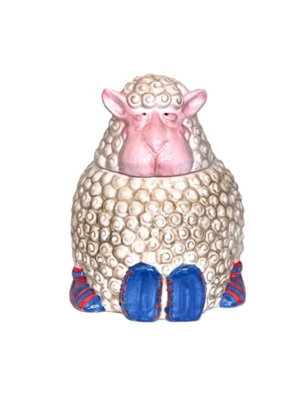 Vintage Curly Lamb Cookie Jar Ceramic Living Art MCM Decor